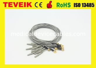 Câble d'EEG avec DIN1.5 la prise, 1m, électrodes de tasse d'eeg d'électrode d'en cuivre plaqué d'or
