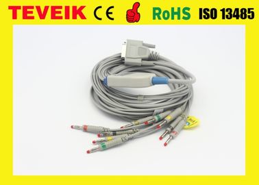 Câble médical d'électrocardiogramme du DB 15pin ECG/de fils de Nihon Kohden BJ-901D 10 de prix usine de Teveik, banane 4,0
