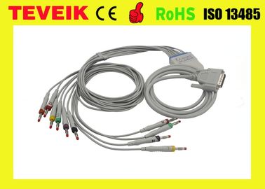 Câble de l'avance EKG/ECG de l'une seule pièce 10 de MS1-106902 EDAN avec la résistance du CEI 10K de la banane 4,0