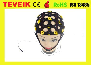 Chapeau noir d'électrode de l'électrode EEG de bidon, 20 avances séparant le chapeau d'EEG