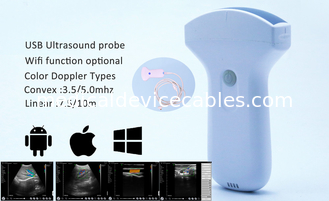 Sonde sans fil convexe tenue dans la main Doppler médical d'ultrason d'USB 3.5-5 mégahertz pour Adroid