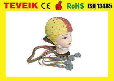 EEG réutilisable Machine128 mène le chapeau jaune de crâne d'EEG avec l'électrode de bidon, norme de CFDA