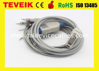 Câble d'électrocardiogramme d'avance de Fukuda Denshi 10, FX-7402, câble de FX-4010 ECG avec la résistance d'ohm du CEI 4.7K DIN 3,0